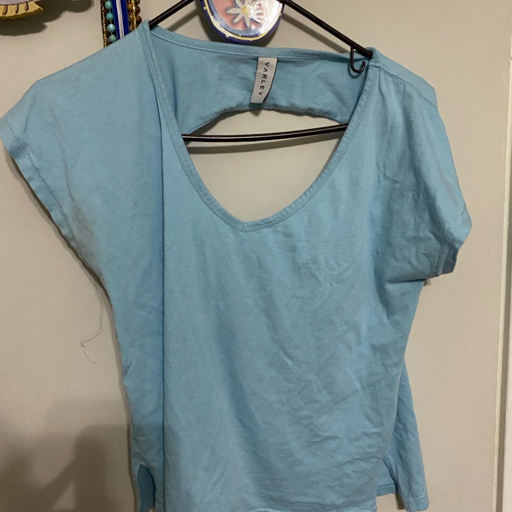 100% Pima Cotton Varley Sky Blue Short Sleeve Tee